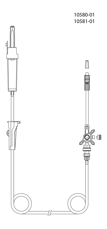 evercare® inLine Gravity set, Vented, Back check valve, 3-way stopcock glued, PVC-free, 335cm BCV 3-w gl - evercare® inLine - 2