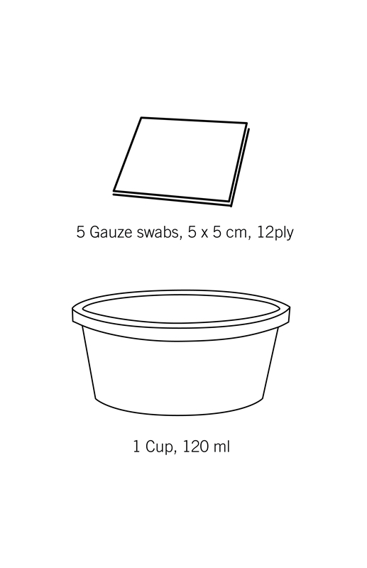 evercare® MediKit Washing Kit round bowl 120 ml, 5 gauze swabs, sterile, round bowl 120ml, 5gauze swabs - evercare® Medikit
