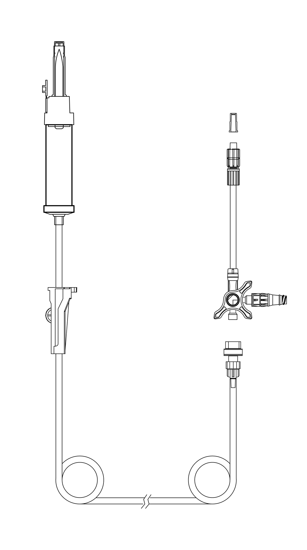 evercare® inLine Gravity set,, Filterstop, Vented, Back check valve, 3-way stopcock, Needle free connector, PVC-free, 195cm BCV 3-w Clave - evercare® inLine - 2