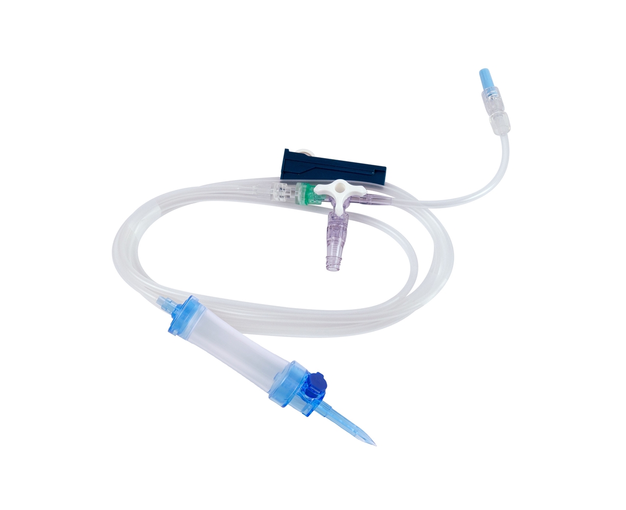 evercare® inLine Gravity set,, Filterstop, Vented, Back check valve, 3-way stopcock, Needle free connector, PVC-free, 195cm BCV 3-w Clave - evercare® inLine - 1
