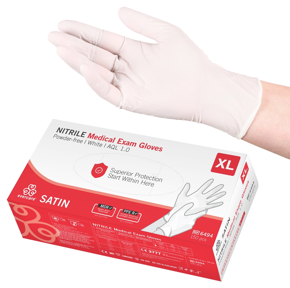 evercare® Examination Gloves, Nitrile SATIN