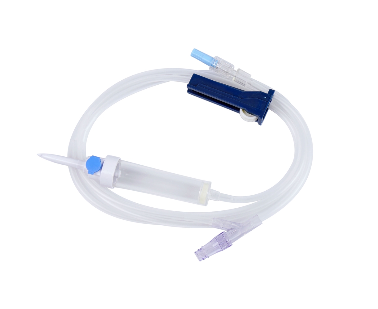 evercare® inLine Gravity set, Vented, FilterStop, Needle free connector, PVC-free, 180cm Y-Clave - evercare® inLine