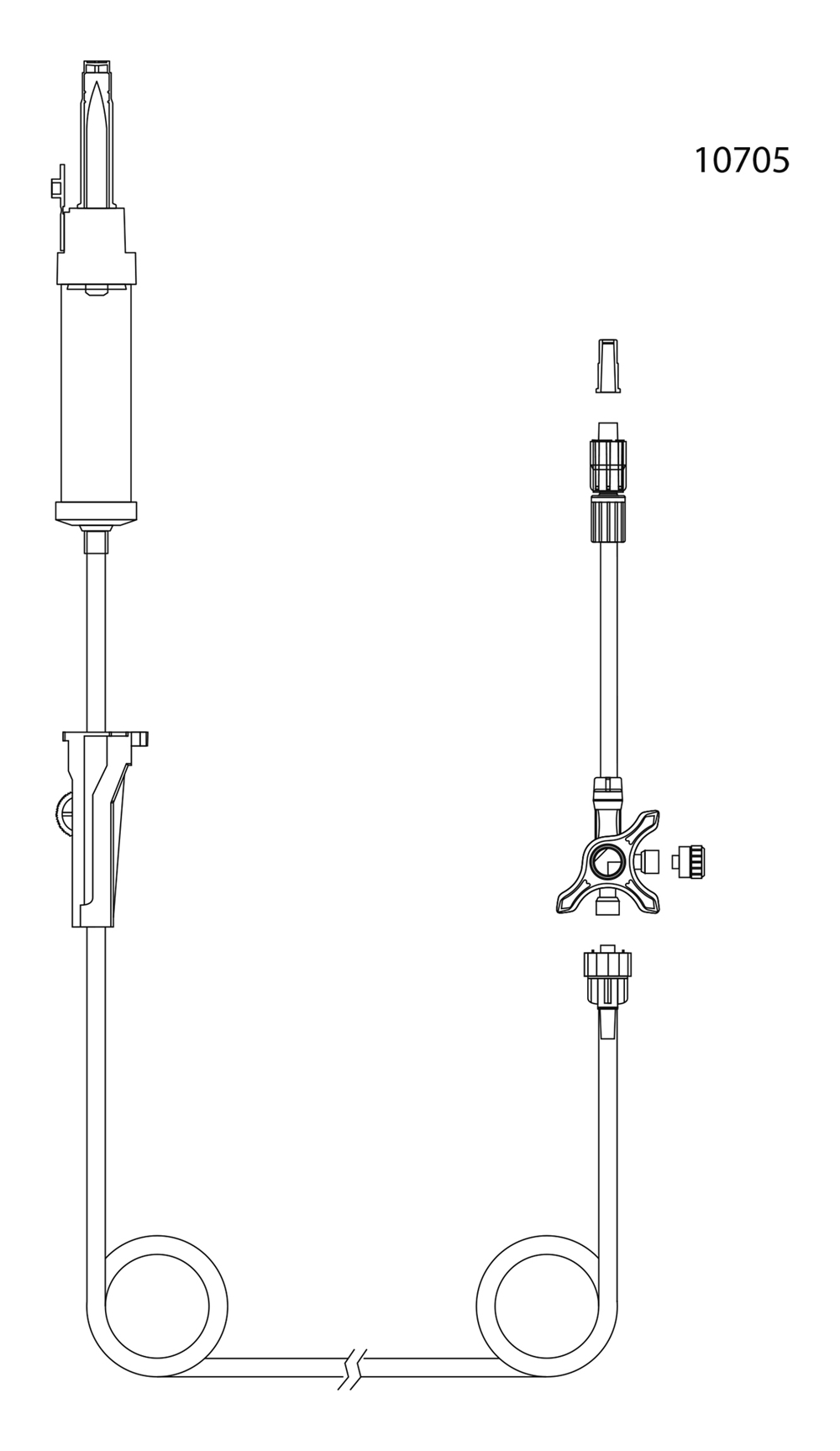 evercare® inLine Gravity set, Vented, FilterStop, 3-way stopcock, PVC-free, 195cm FilterStop 3-w - evercare® inLine - 2