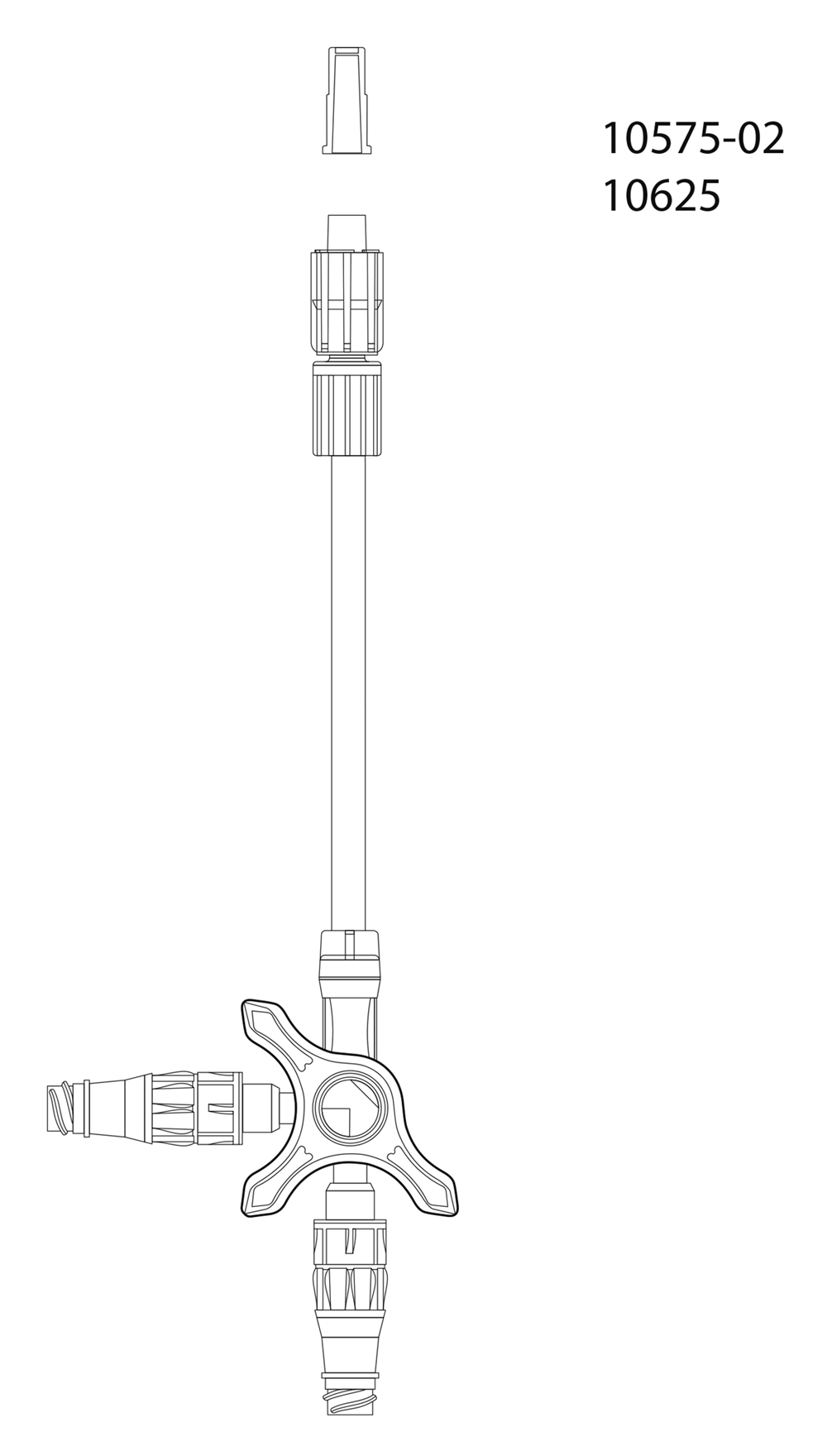 evercare® inLine 3-way stopcock, 2 Needle free connector, Extension line, PVC-free, 10cm w 2 MicroClave clear - evercare® inLine - 2