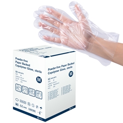 SELEFA® Powder-Free Paper Backed Copolymer Gloves, Sterile