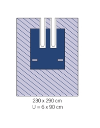 evercare® Adhesive split sheet, bilateral, 230 x 290 cm, splits 6 x 90 cm