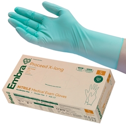 Embra® Examination Gloves, Nitrile Proceed X-Long Acc Free