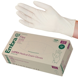 Embra® Examination Gloves, Latex FLEX, Powder-Free