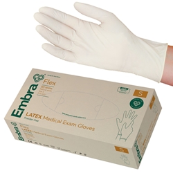 Embra® Examination Gloves, Latex FLEX, Powder-Free