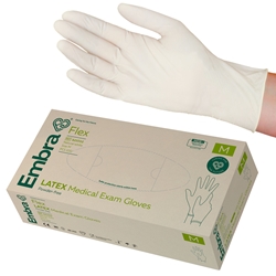 Embra® Examination Gloves, Latex FLEX, Powder-Free