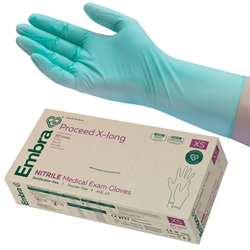 Embra® Examination Gloves, Nitrile Proceed X-Long Acc Free