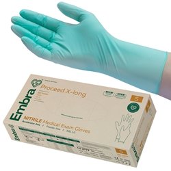 Embra® Examination Gloves, Nitrile Proceed X-Long Acc Free