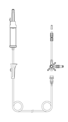 evercare® inLine GRAVITY SET, VENTED, FILTERSTOP, BACKCHECK VALVE, 3-WAY  STOPCOCK, NEEDLE FREE CONNECTOR, PVC Free, 195 cm, 195cm BCV 3-w Clave - evercare® inLine - 2