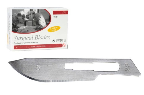 Veitsenterät hiilikuitu no.22, 100kpl/ltk, Kruuse