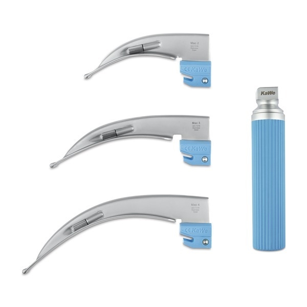 Macintosh laryngoskooppisetti, KaWe, käsikpl ja 3 lastainta