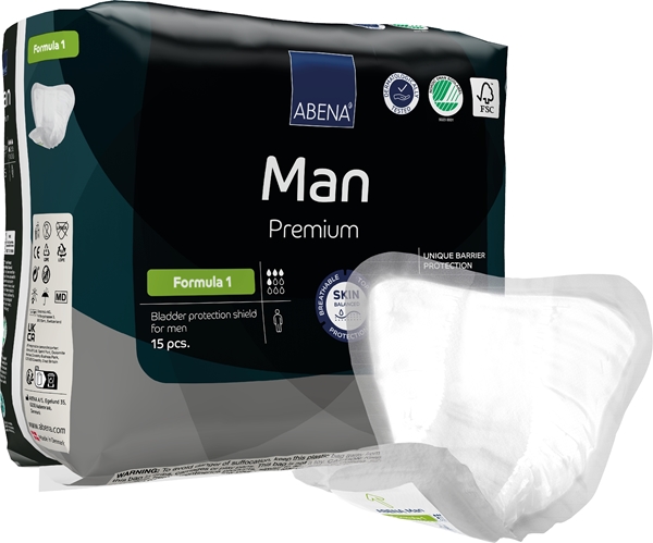 Tippasuoja ABENA Man Formula 1 Premium 29x23cm (12x15kpl) 180KPL , Premium 29x23cm (12x15)180KPL  - Abena
