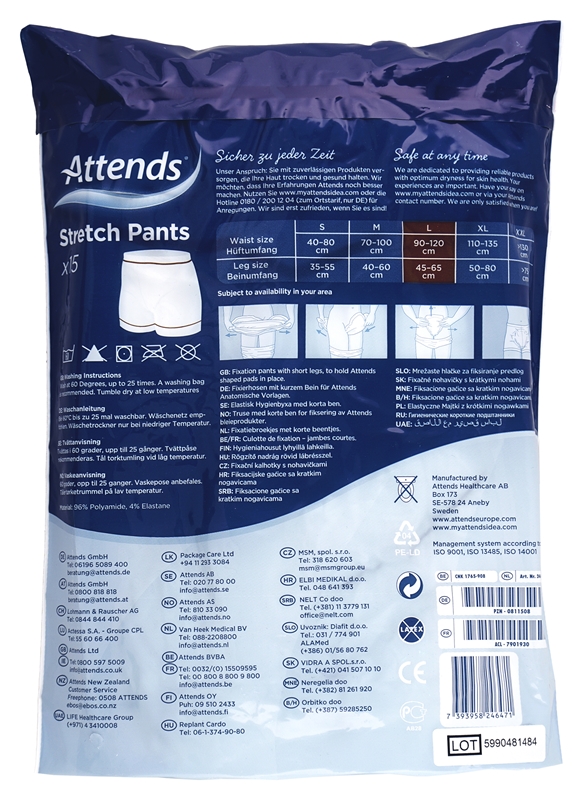 Hygieniahousut Attends Stretch, Pants lahkeella L 15KPL - Attends - 2