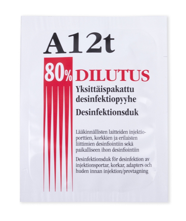 Desinfektiopyyhe A12T 80%, Dilutus 250KPL, yksitt. pak. - 1