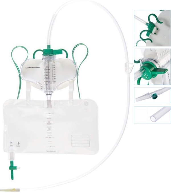 Urimetri 500 Plus kaksoislumen, Portti ja venttiili 150cm 1KPL - 2