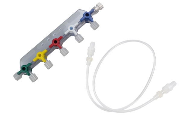 Kolmetiehanasarja, 5 hanaa, letku 150cm luer lock male/luer male mobile ring, (15kpl/ltk), 15kpl/ltk, 150cm letku