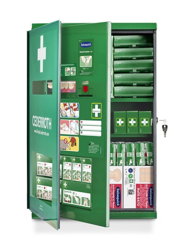 Ensiapukaappi haavanhoito, 58x38x17cm vihreä 1KPL - 2