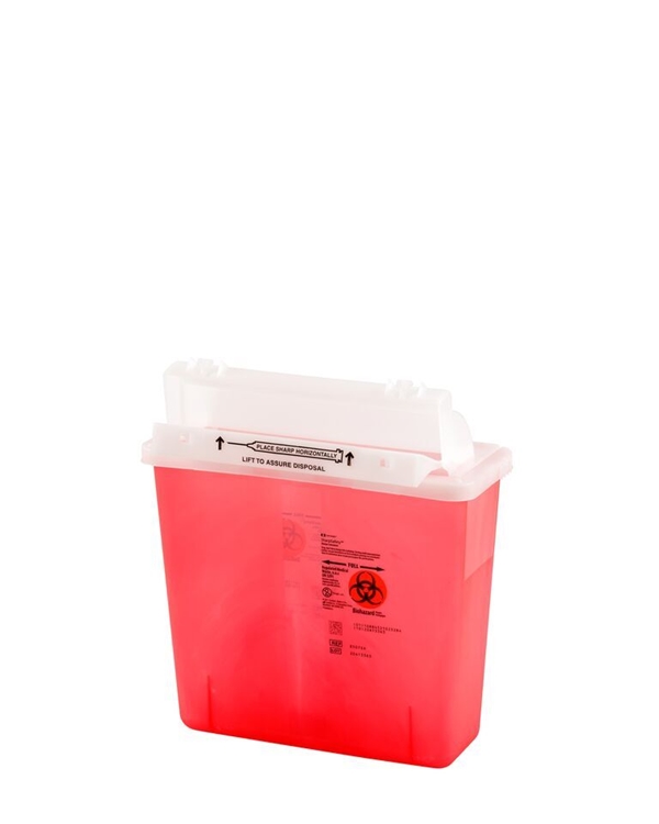 SharpSafety™ In-Room Sharps -riskijäteastia, vastapainokansi, läpinäkyvä punainen, 4,6 litraa, 31,7 x 14 x 27,3 cm 20KPL