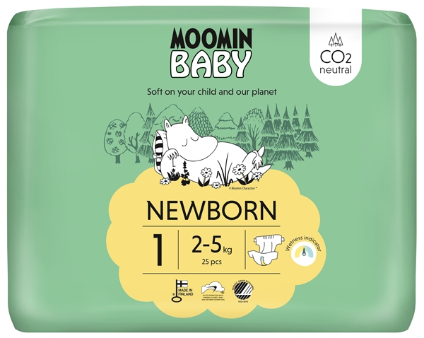 Lasten teippivaippa MoominBaby, NewBorn1,2-5kg(6x25kpl) 150KPL