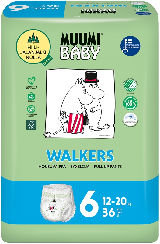 Muumi Walkers Junior 6 -housuvaippa,, 12-20kg 108KPL (3x36 kpl)