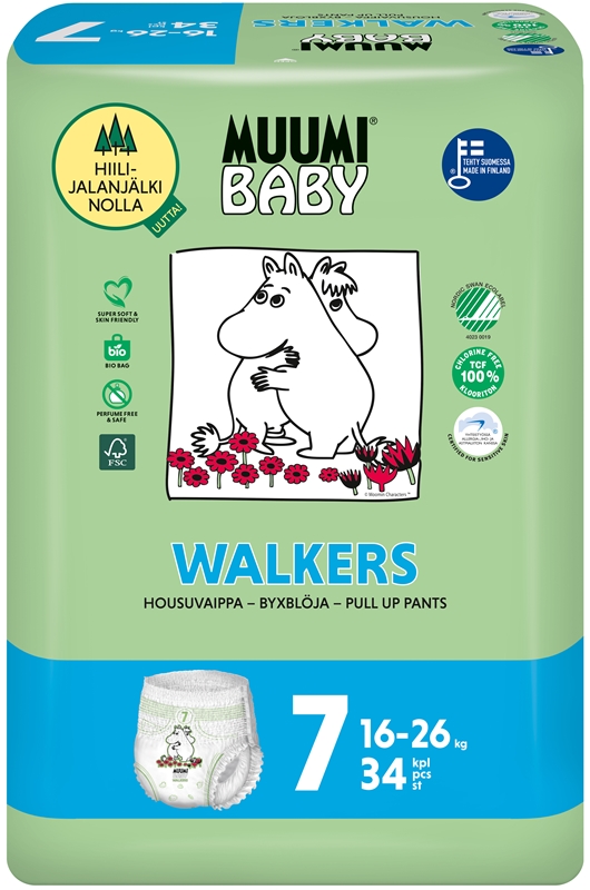 Muumi Walkers Extra Large 7 -housuvaippa,, 16-26 kg, 102 kpl (3x34 kpl)