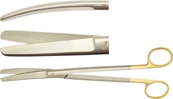 Kohtusakset 230mm, 230mm, käyrä ja tylppä kärki