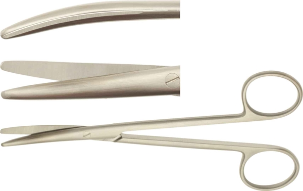 Sakset Metzenbaum kä 14cm, käyrä/tylppä