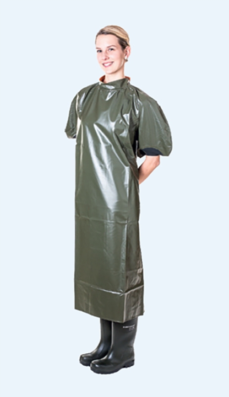 Rektalisointitakki. Pituus 140cm, Vihreä nailon/PVC-kangas