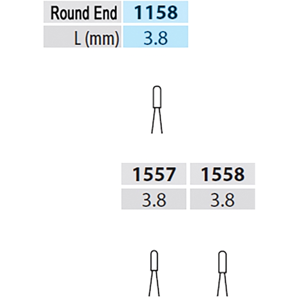 Poranterä Round End Fissure, 1158 19mm FG STD 5kpl - 2