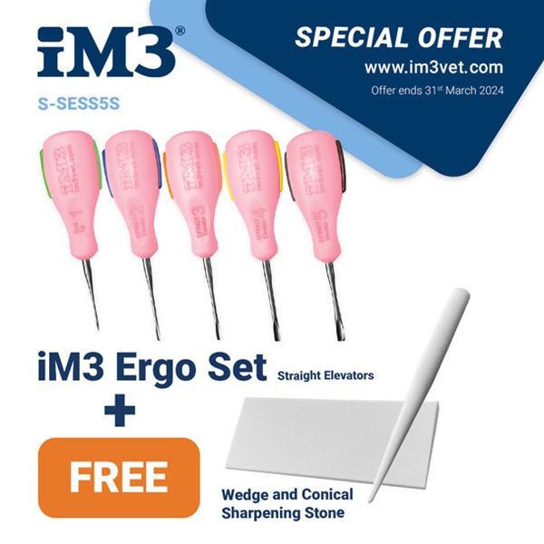 iM3 Ergo suora elevaattori pinkki setti 5kpl ja kaupan päälle teroituskivet, pinkki ja teroituskivet