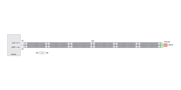 Flextube hengitysletku , 22mm 2,4m 15KPL - 2