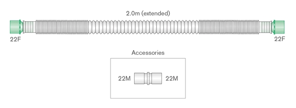 Käsiventilaatioletku, 22mm Compact