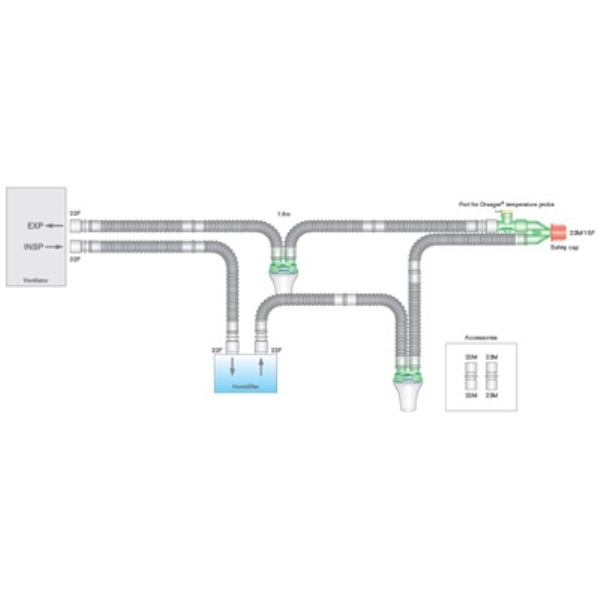 Hengitysletkusto,Dräger Aquapo, 1,6m+2ved.ker.+DrägerTe 15KPL