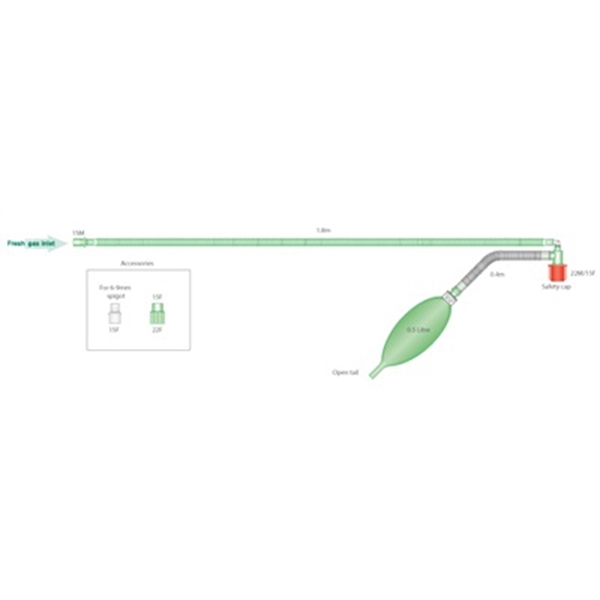 Hengitysletkusto Mapleson F, 1,8m+0,5l pus.open tail 15KPL