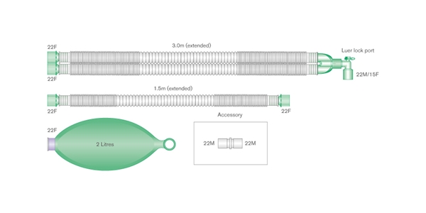 Hengitysletkusto Compact II, 25kpl,3m+1,5m limb.+2l pussi - 2