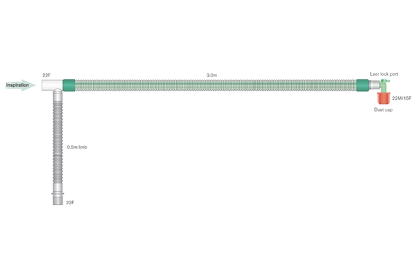 22mm DuoFlow koaksaaliletkusto , 22mm, kulmakappale