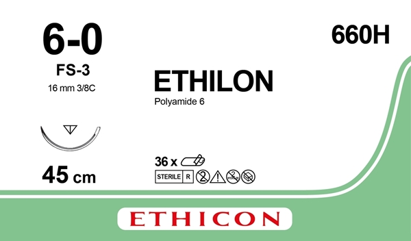 ETHILON 6-0 1xFS-3,  45cm musta monofil. 36KPL