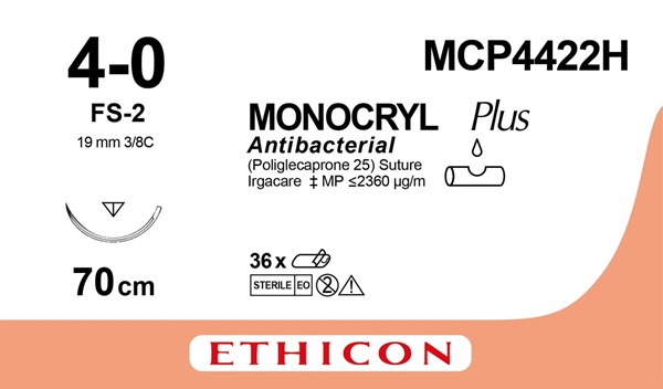 Ommelaine Monocryl Plus 4-0, 36KPL 70cm väritön filam. FS-2