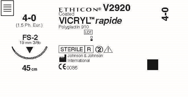 Ommelaine Vicryl Rapide 4-0 , FS-2S 45cm värit sulava 36KPL