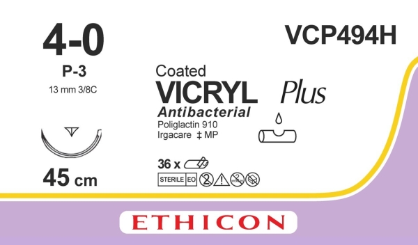 Ommelaine Vicryl Plus 4-0 P-3, 45cm väritön sulava 36KPL
