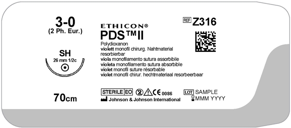 Ommelaine PDS II 3-0 SH, 70cm violetti sulava 36KPL