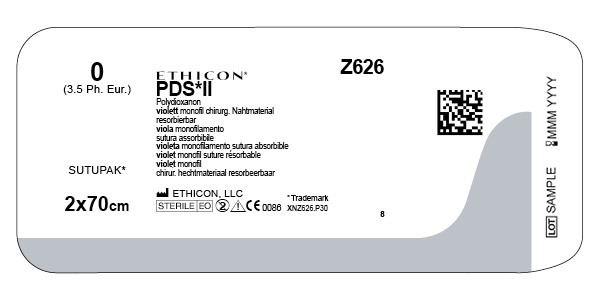 Ommelaine PDS II 0, 2x70cm violetti sulava 36KPL