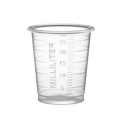 Lääkelasi Eco Hammarplast muov, 30ml kk kirkas 90KPL