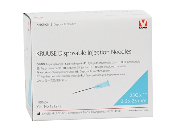 KRUUSE injektioneula, 0.6x25mm 23Gx1 blue sin 100kpl - 2