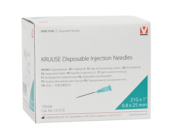 KRUUSE injektioneula, 0.8x25mm 21Gx1 vihreä 100kpl - 3