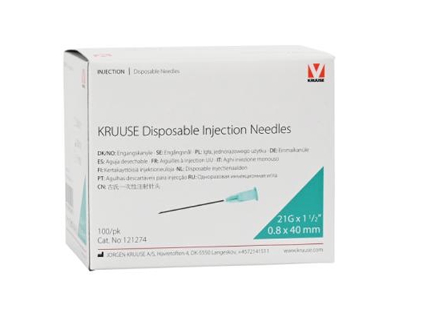 KRUUSE injektioneula, 0.8x40mm 21Gx1½ vihreä 100kpl - 3